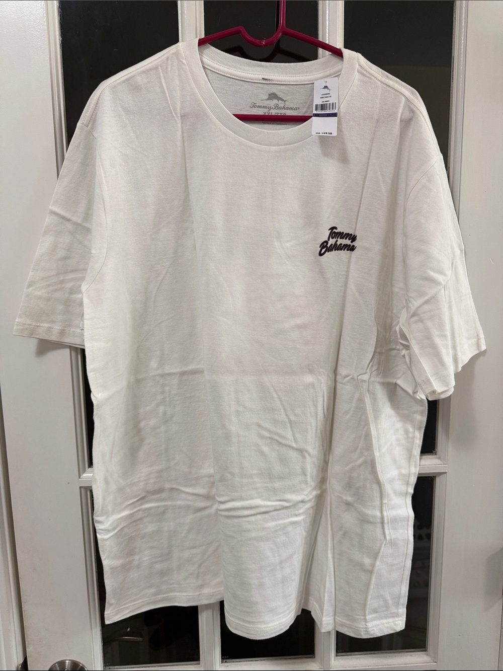 Tommy Bahama White Short-Sleeve Crewneck T-Shirt with Navy Logo